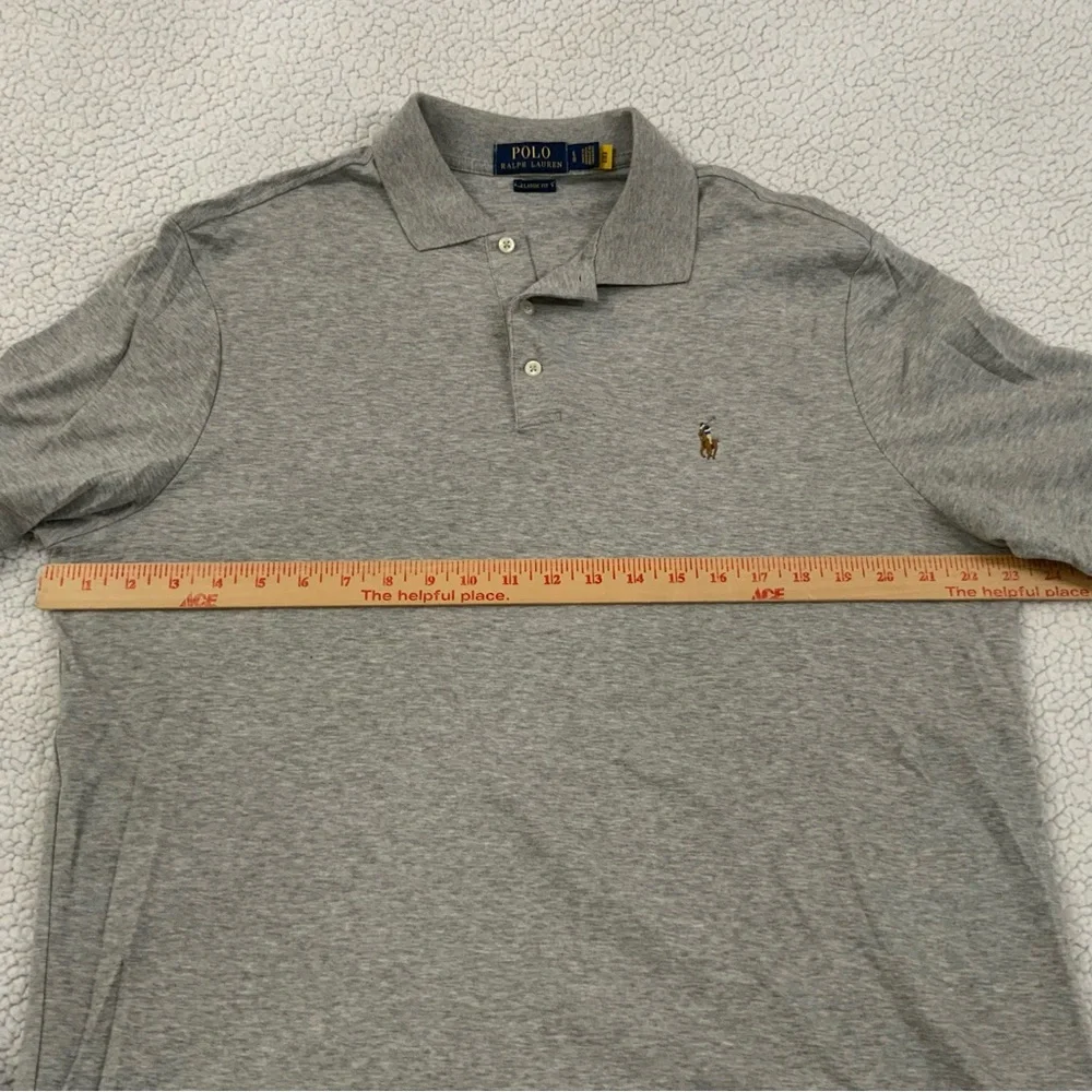 Polo Ralph Lauren Heather Gray Knit Iconic Polo Shirt Classic Fit Men’s Large